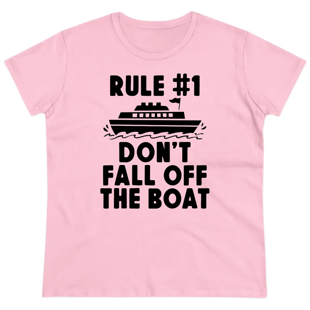 Rule #1 Don't Fall Off The Boat Ladies Tee in Light Pink
