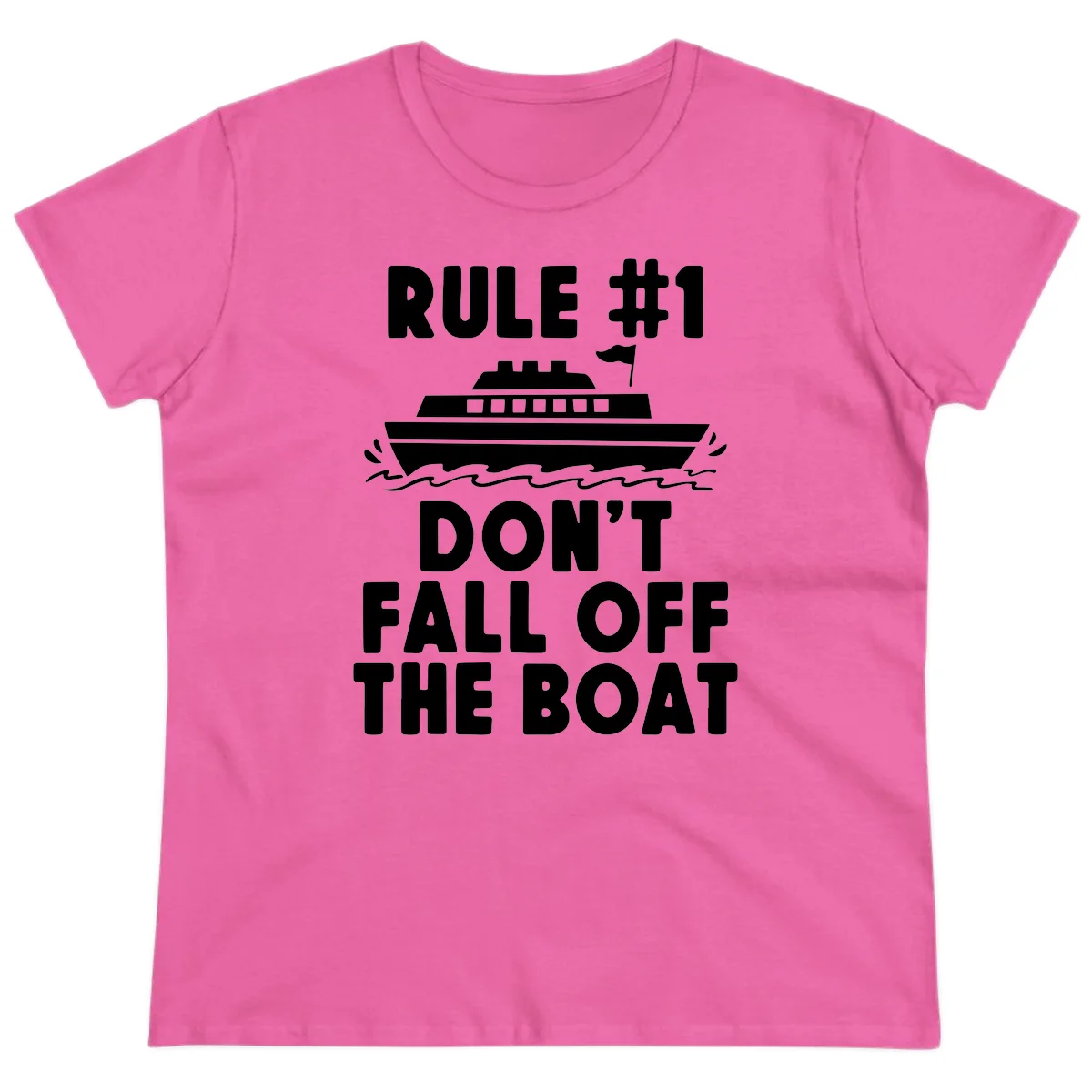 Rule #1 Don't Fall Off The Boat Ladies Tee in Azalea