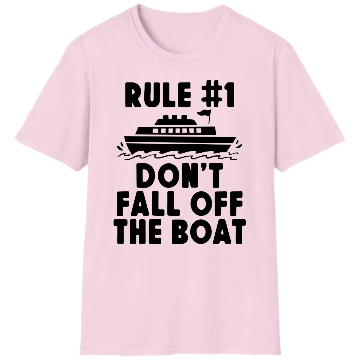 Rule #1 Don't Fall Off The Boat T-Shirt in Light Pink