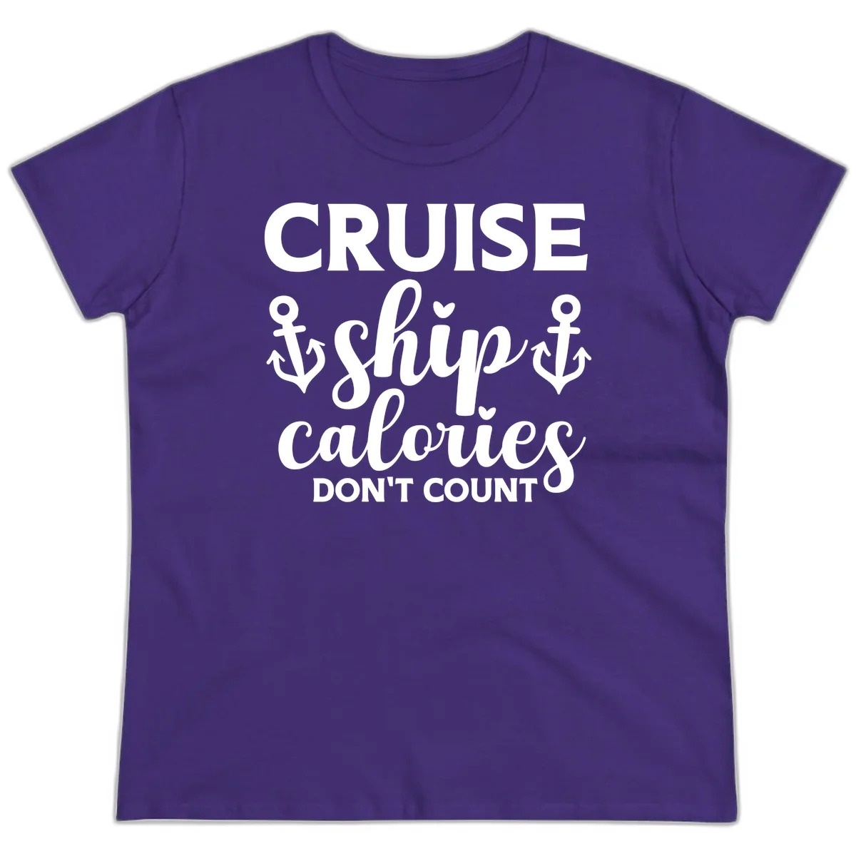 Cruise Ship Calories Don't Count Ladies Tee in Purple