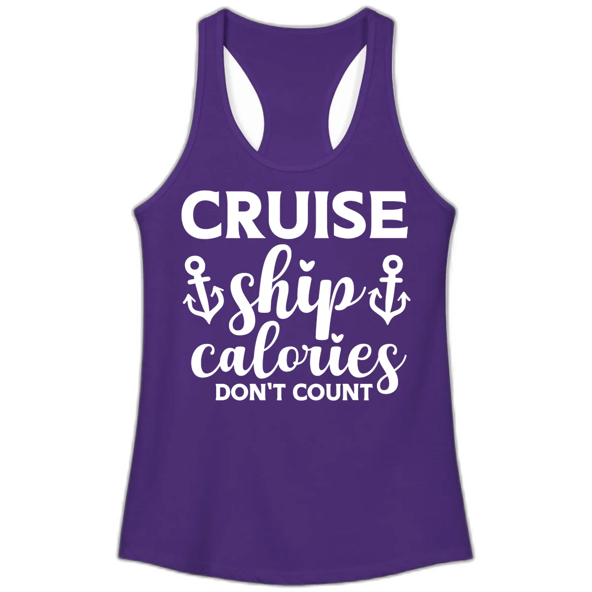 Cruise Ship Calories Don't Count Ladies Tank in Solid Purple Rush