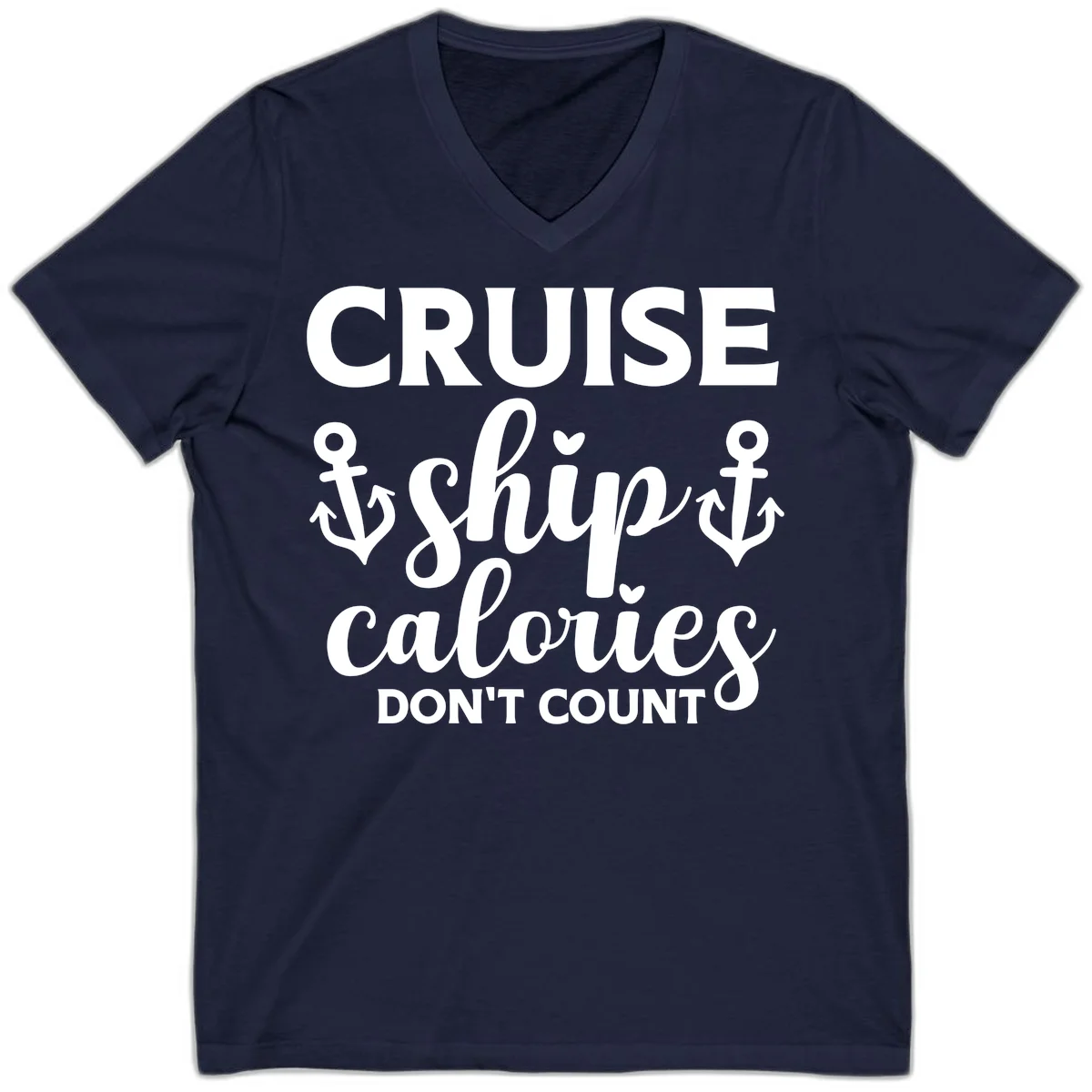 Cruise Ship Calories Don't Count V-Neck in Navy