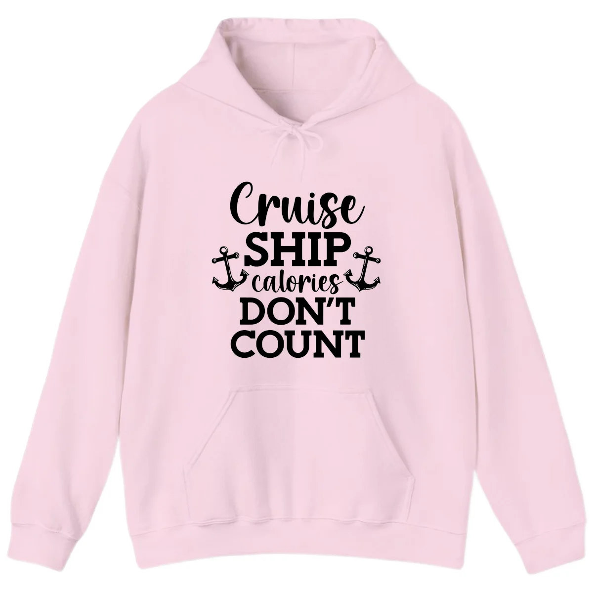 Cruise Ship Calories Don't Count Hoodie in Light Pink