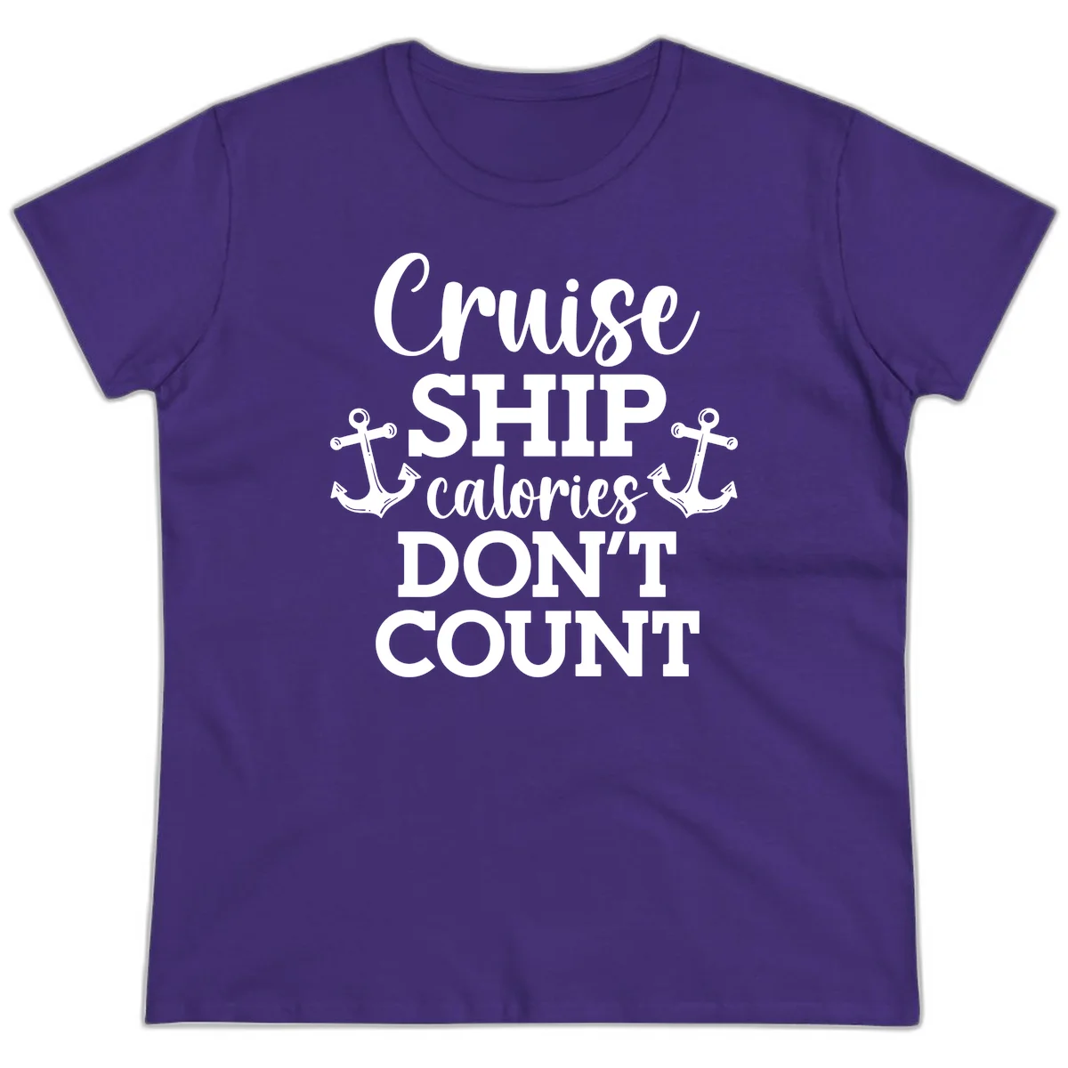 Cruise Ship Calories Don't Count Ladies Tee in Purple
