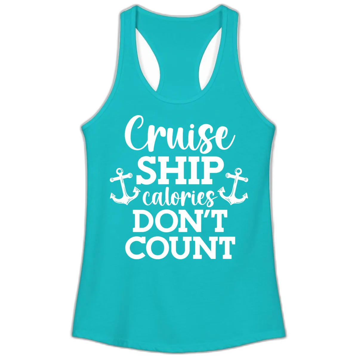 Cruise Ship Calories Don't Count Ladies Tank in Tahiti Blue