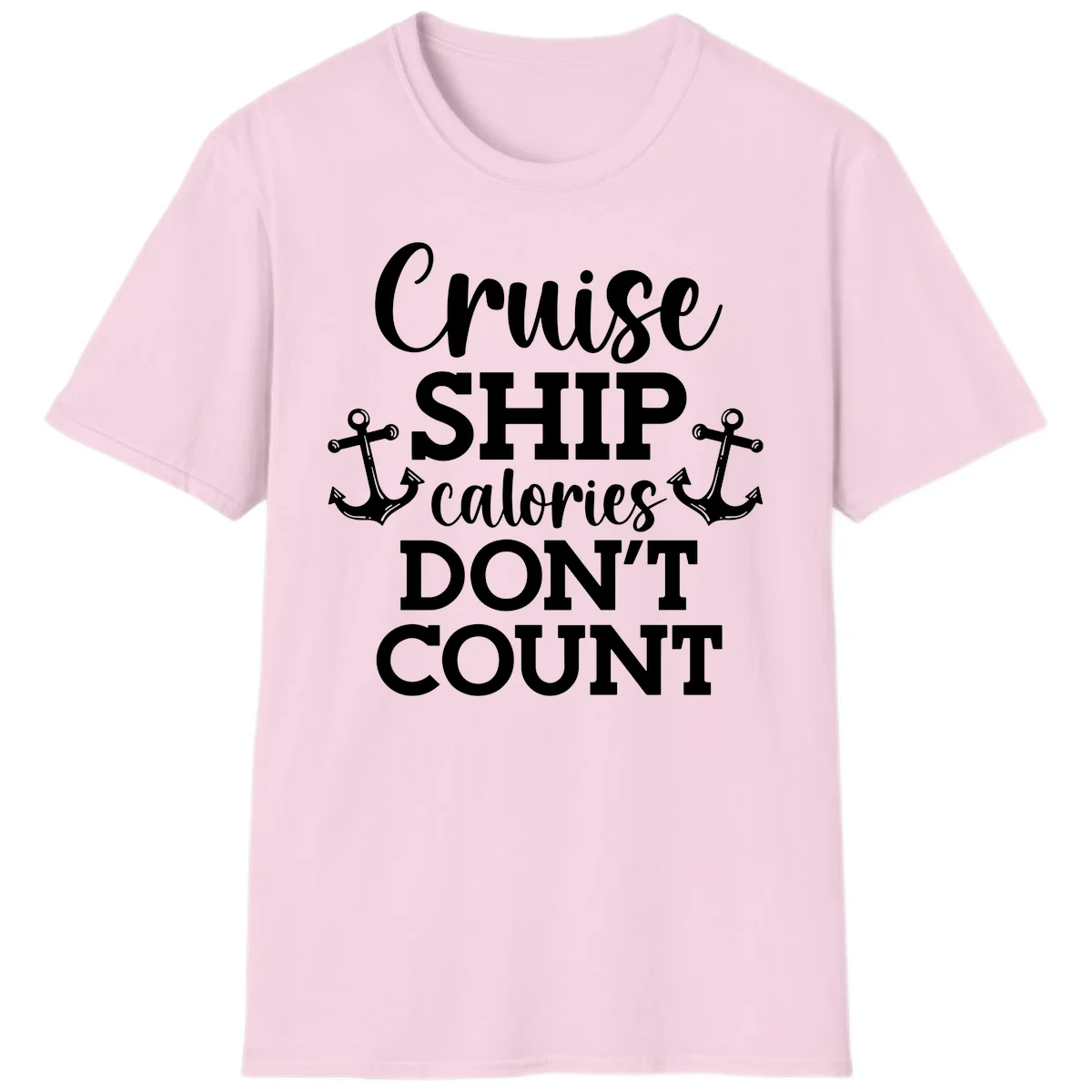 Cruise Ship Calories Don't Count T-Shirt in Light Pink