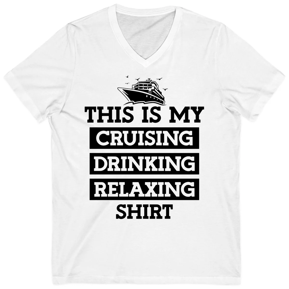 My Cruising Drinking Relaxing V-Neck in White