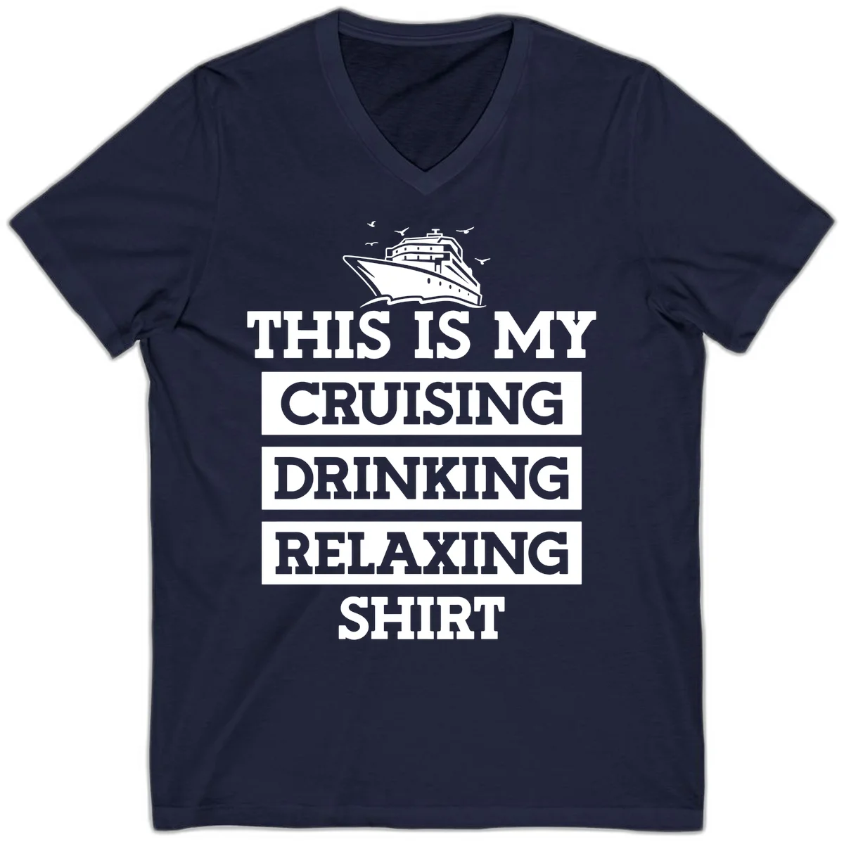 My Cruising Drinking Relaxing V-Neck in Navy