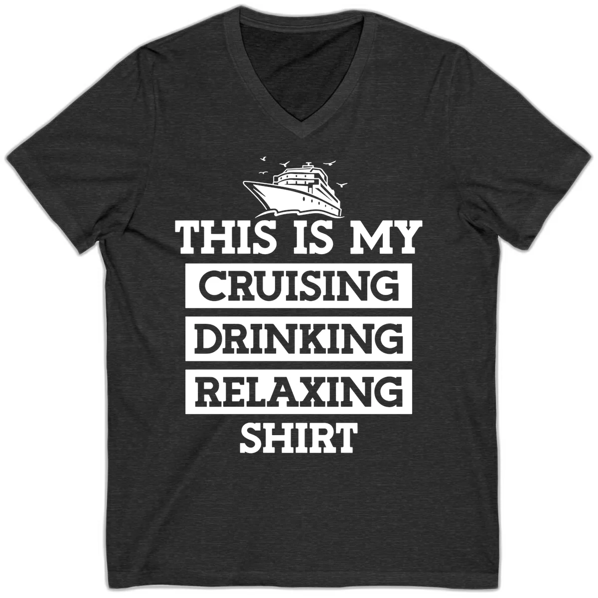 My Cruising Drinking Relaxing V-Neck in Dark Grey Heather
