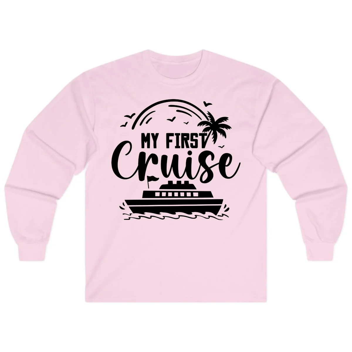 My First Cruise Long Sleeve T-Shirt in Light Pink
