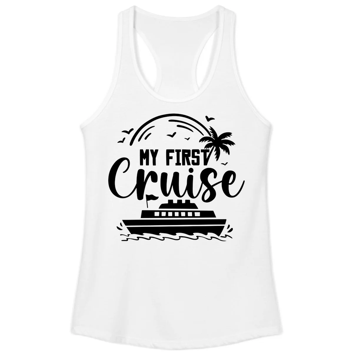My First Cruise Ladies Tank Top in White