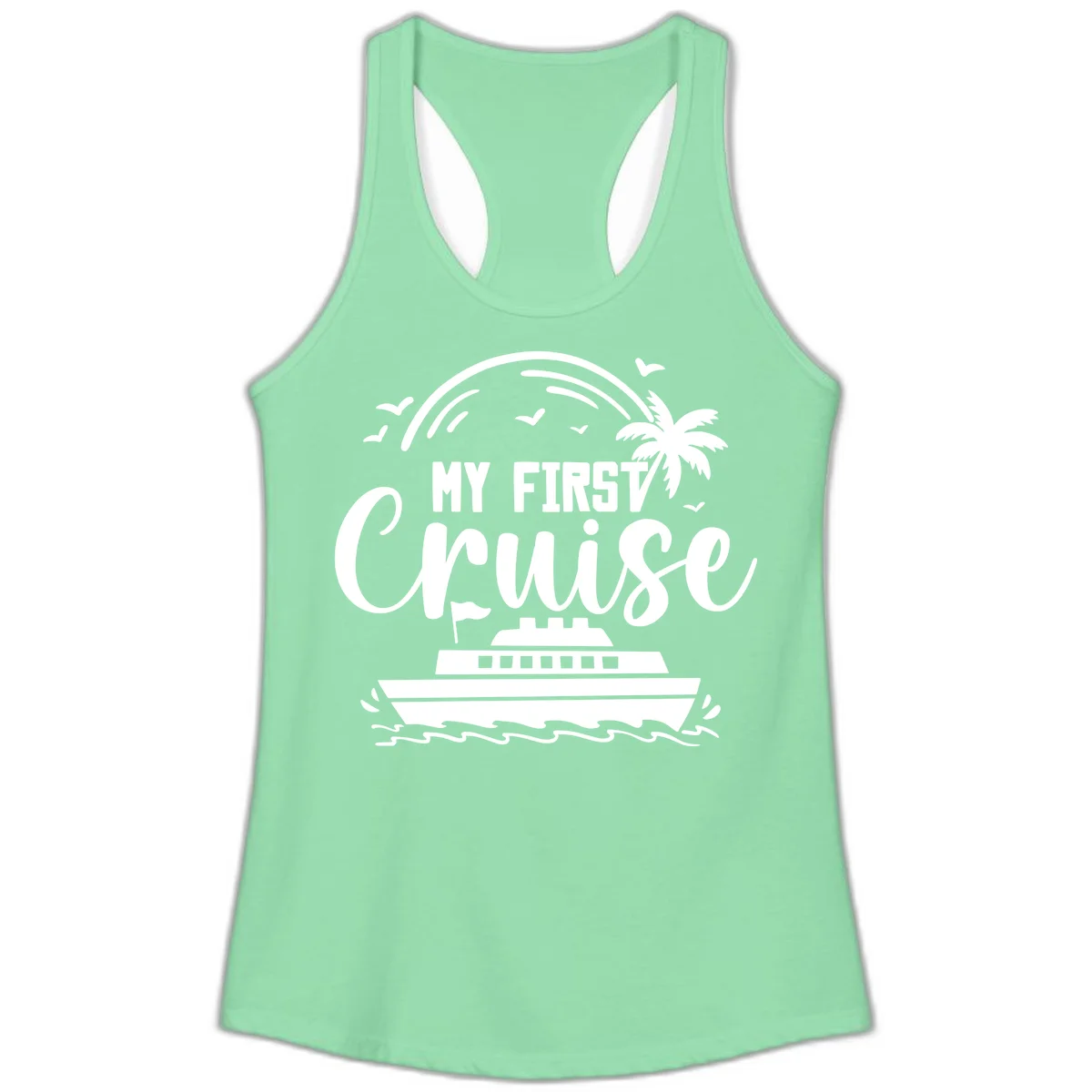 My First Cruise Ladies Tank Top in Solid Mint