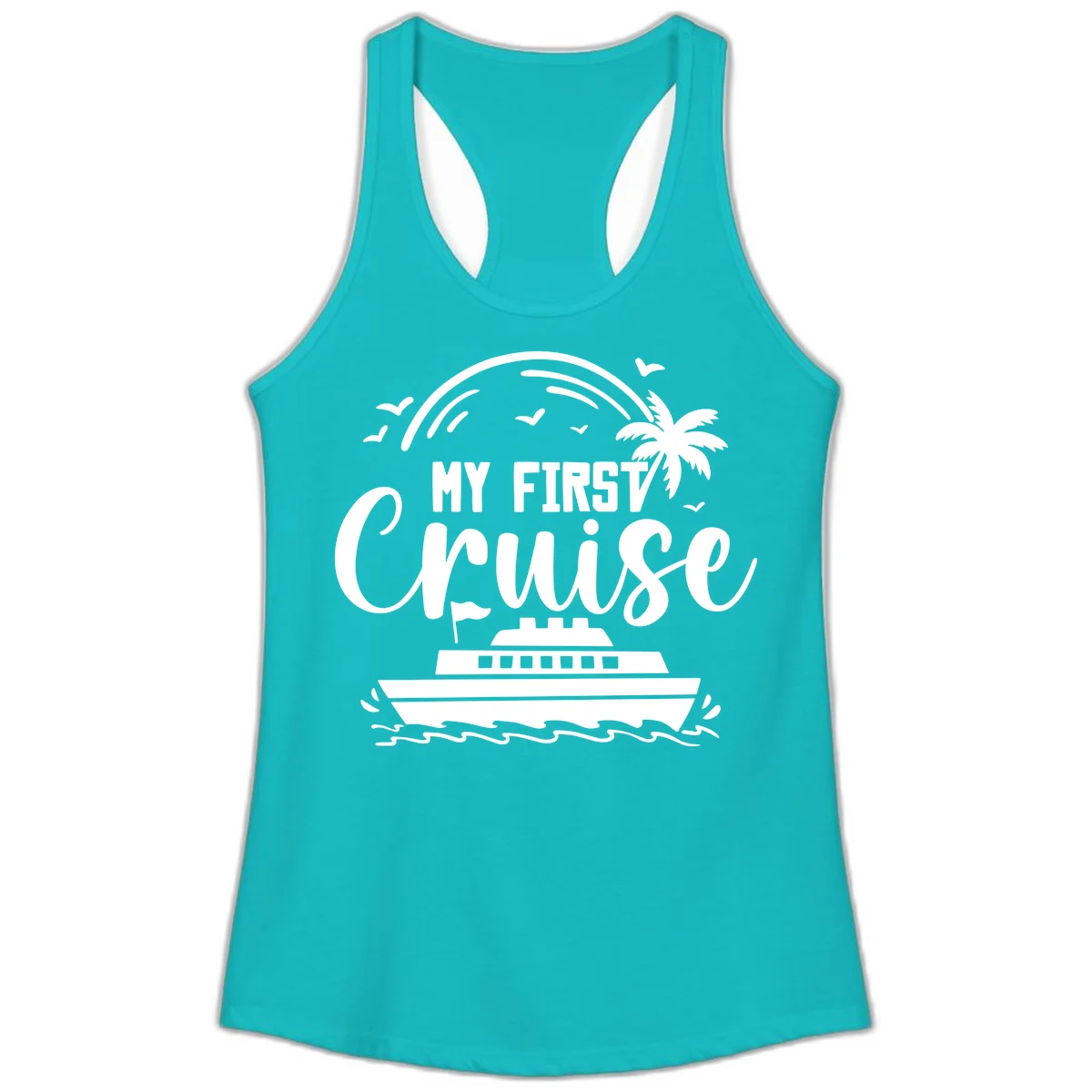 My First Cruise Ladies Tank Top in Tahiti Blue