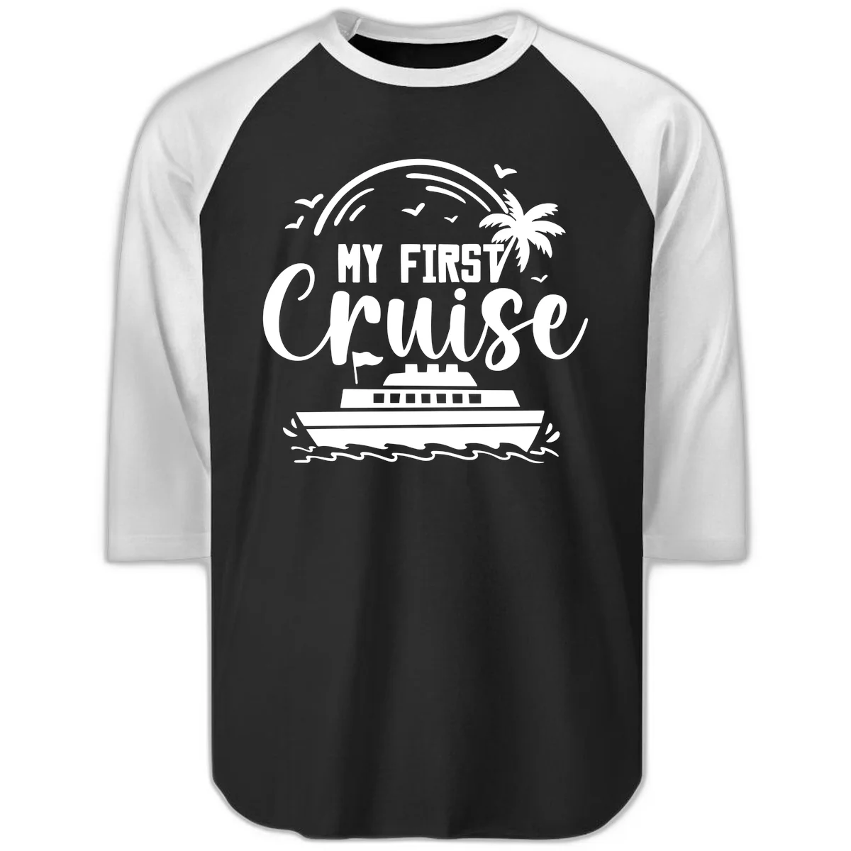 My First Cruise Raglan 3/4 Sleeve in Black White