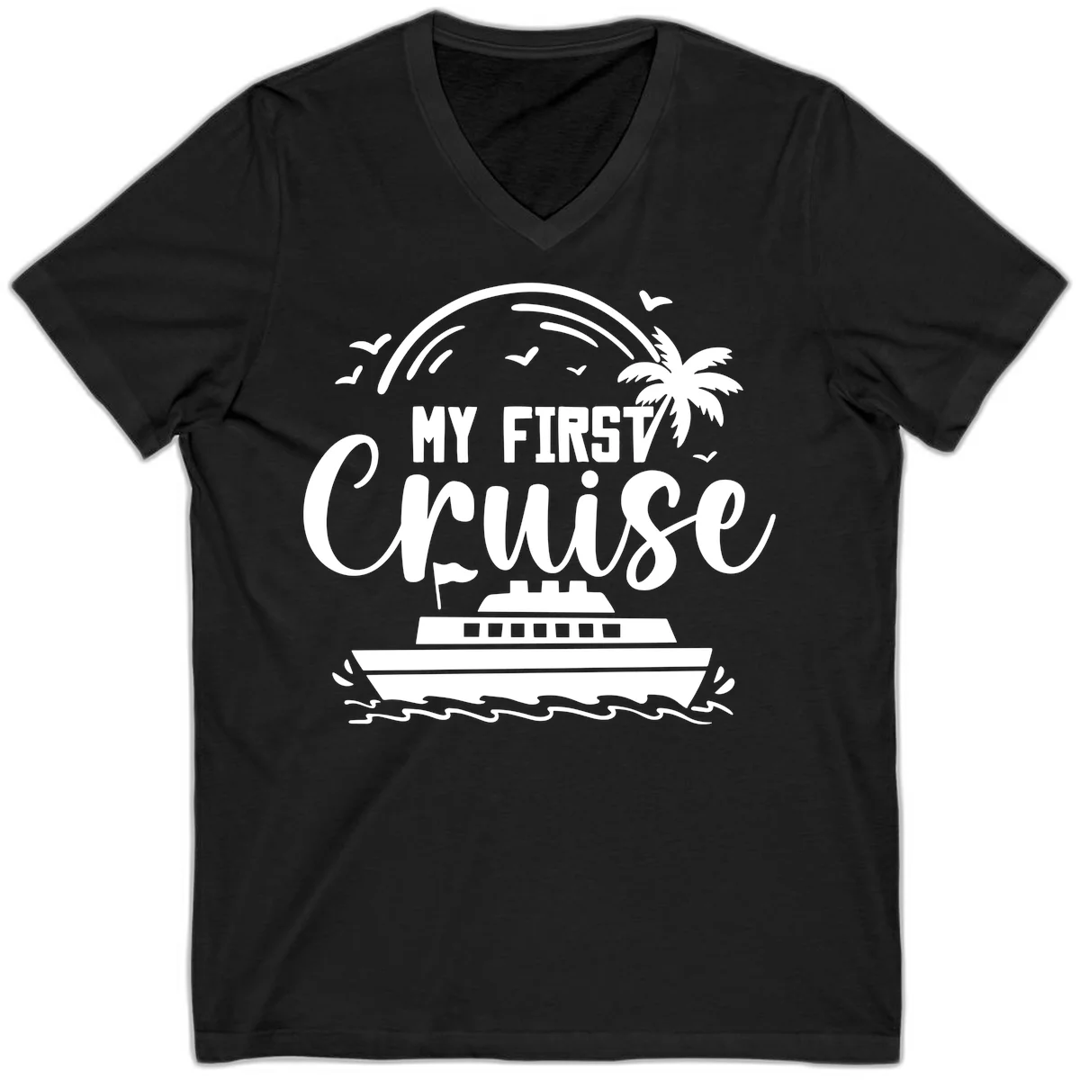 My First Cruise V-Neck T-Shirt in Black