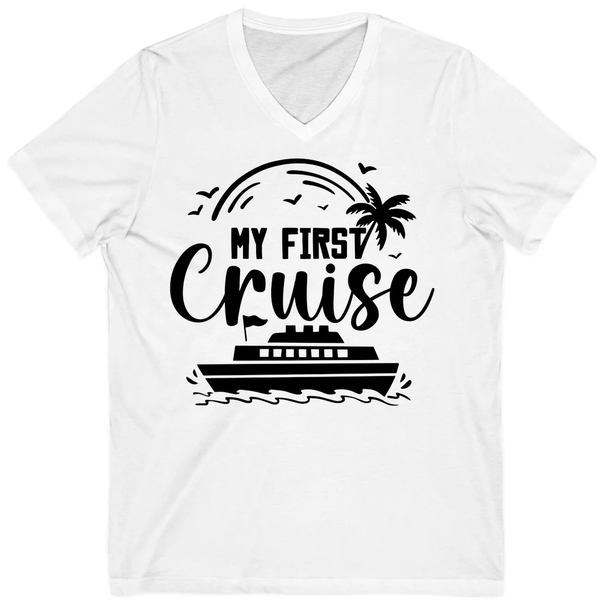 My First Cruise V-Neck T-Shirt in White