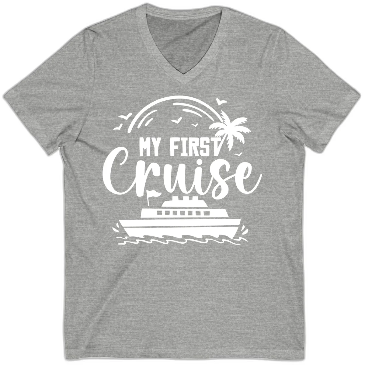 My First Cruise V-Neck T-Shirt in Athletic Heather