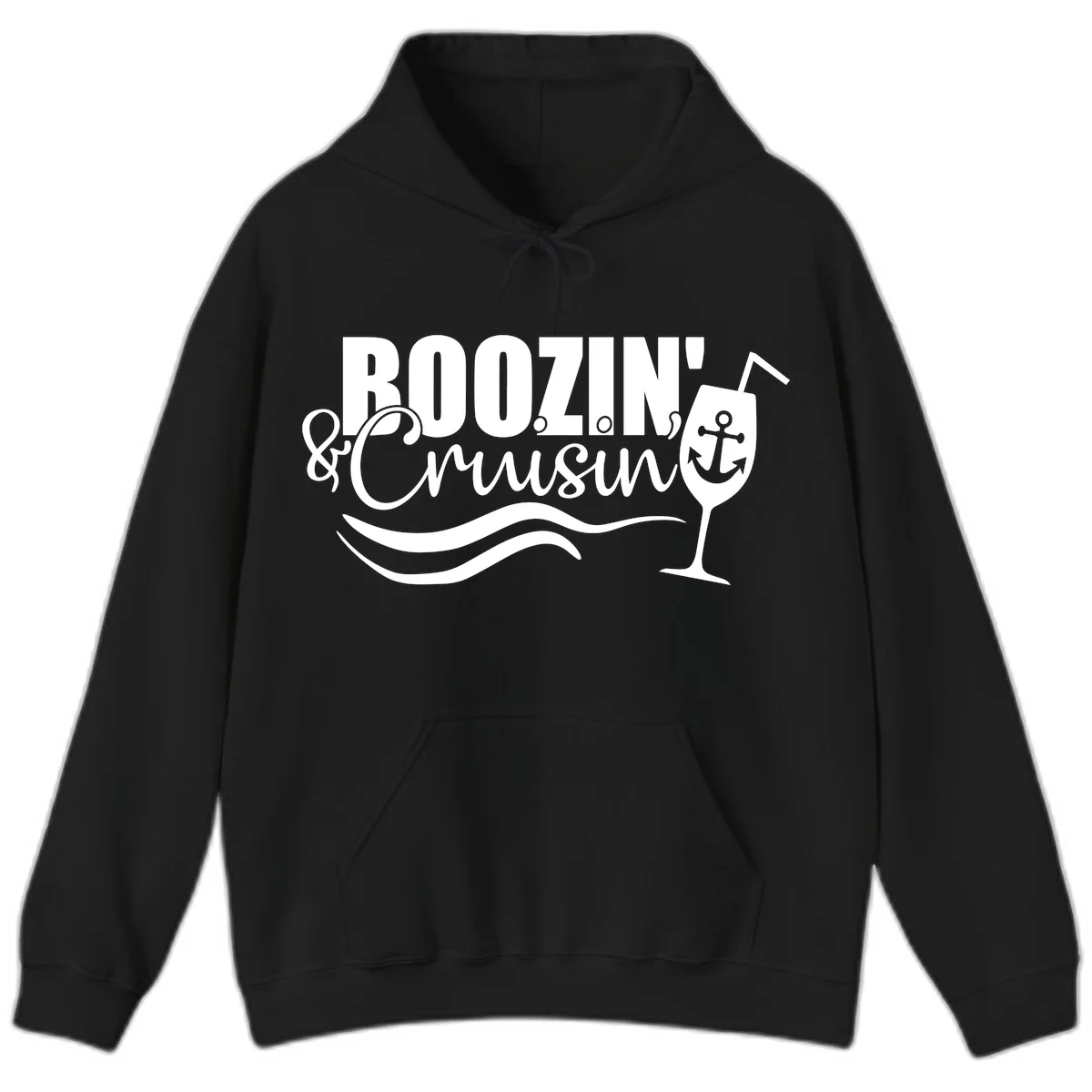 Boozin' & Cruising Nautical Design Hoodie in Black