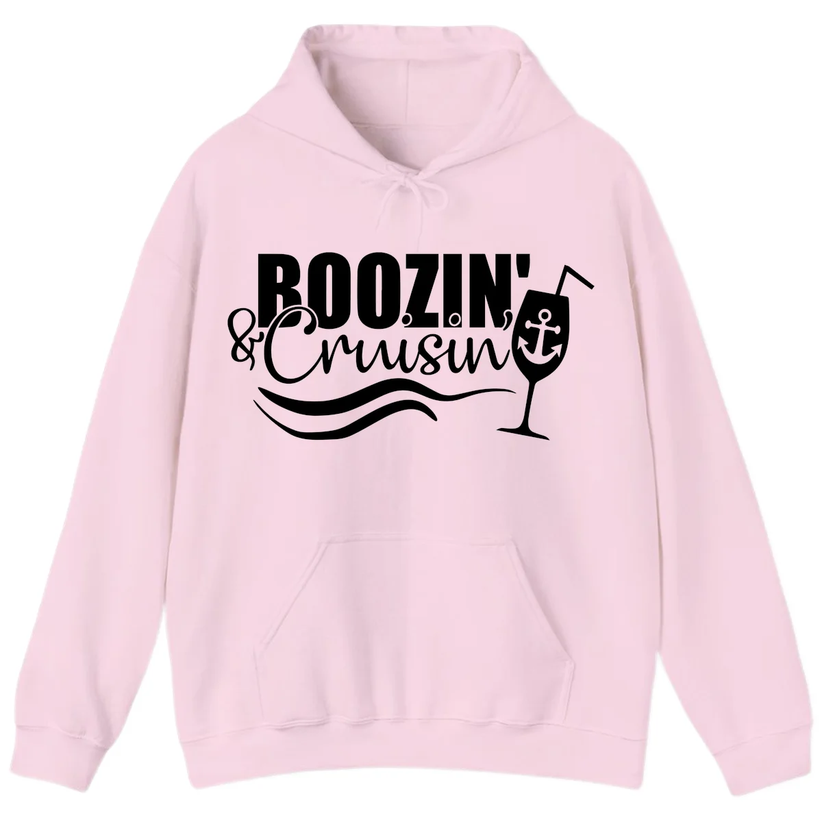 Boozin' & Cruising Nautical Design Hoodie in Light Pink