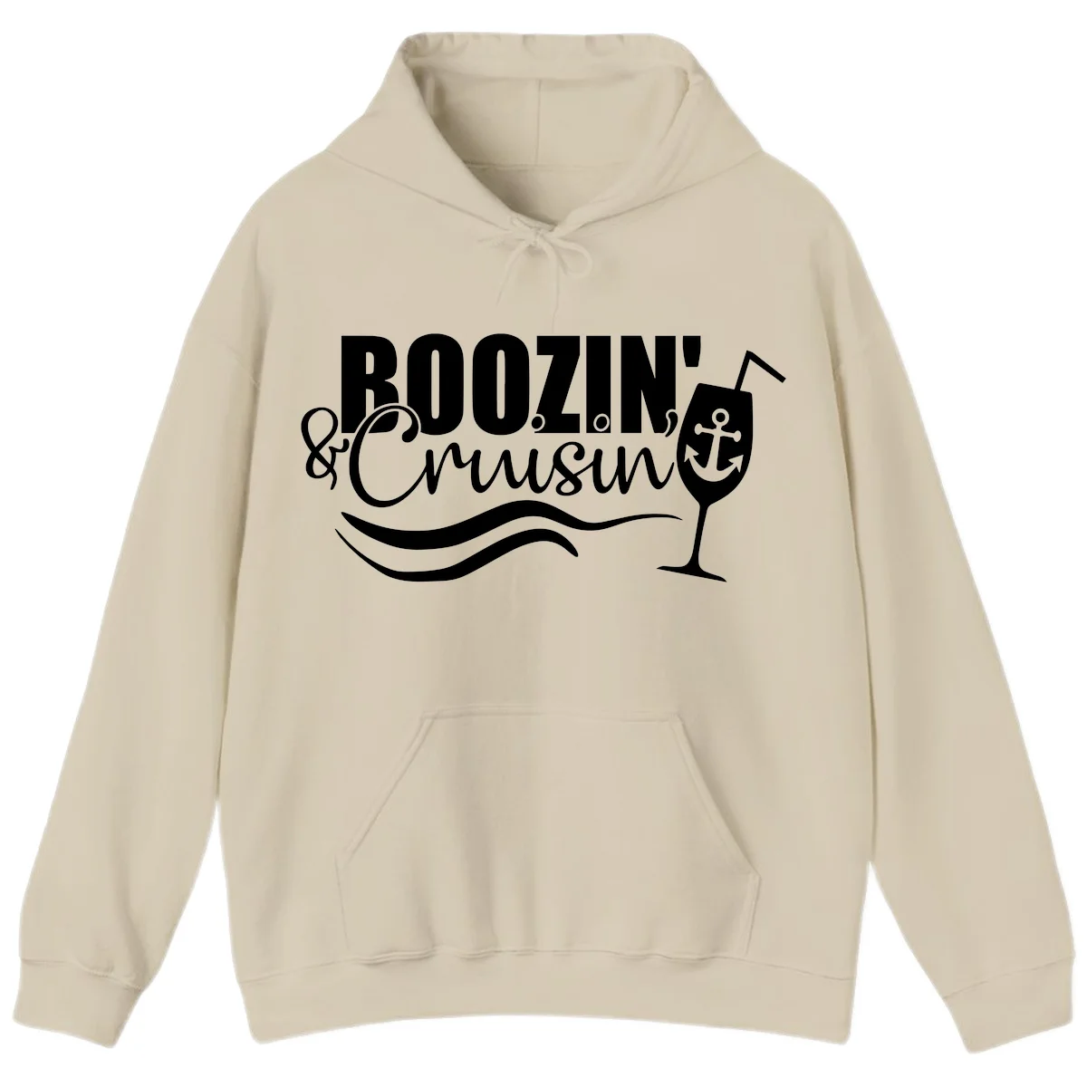 Boozin' & Cruising Nautical Design Hoodie in Sand