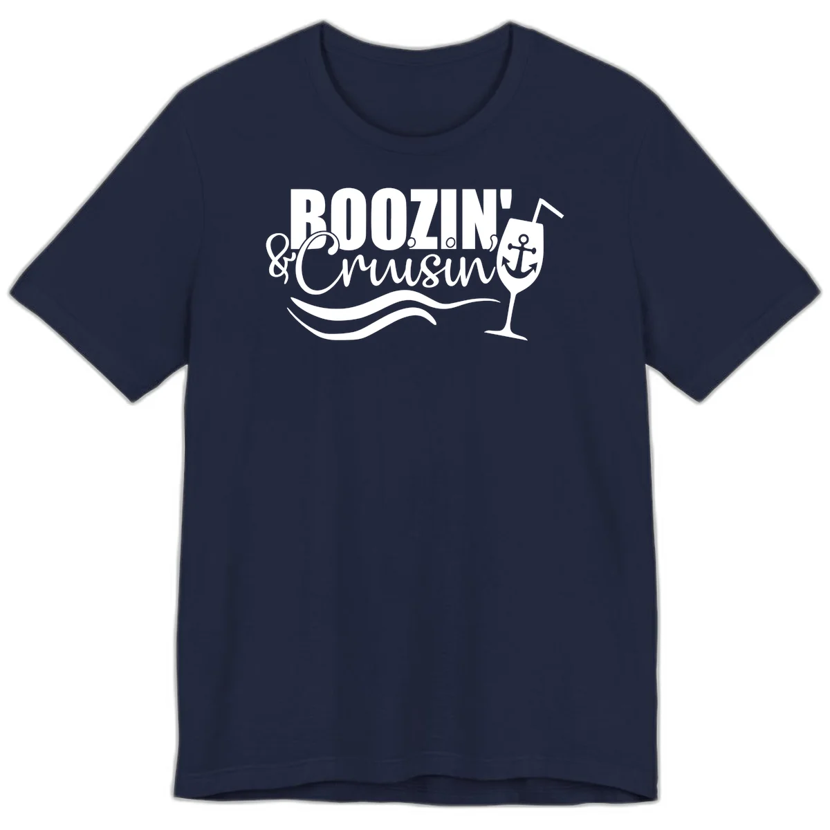 Boozin' & Cruising Nautical Design Premium T-Shirt in Navy