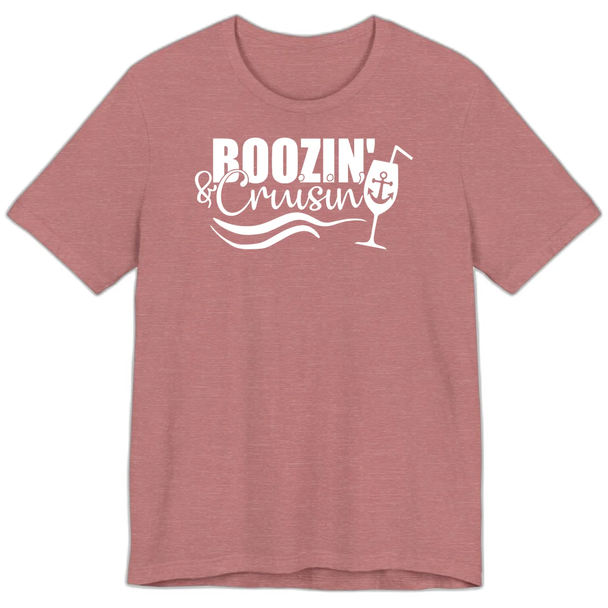 Boozin' & Cruising Nautical Design Premium T-Shirt in Heather Mauve