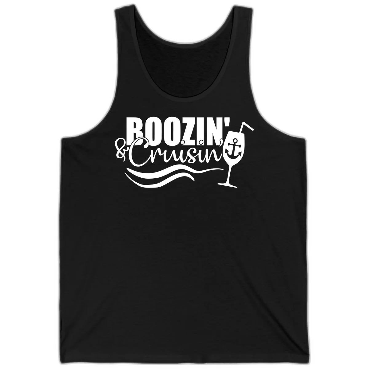 Boozin' & Cruising Nautical Design Tank in Black