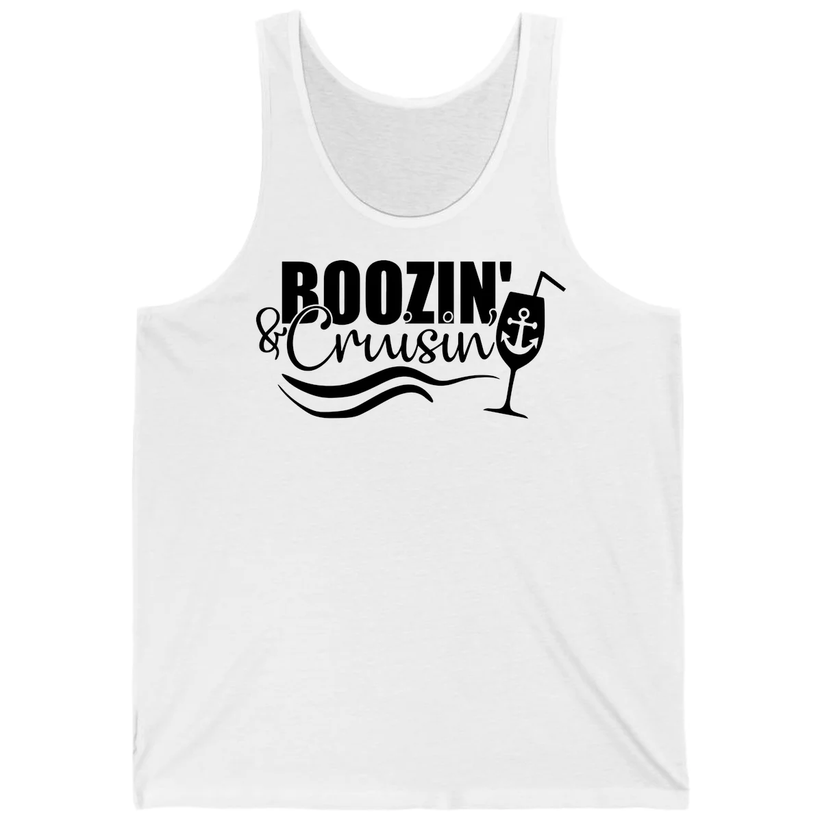 Boozin' & Cruising Nautical Design Tank in White