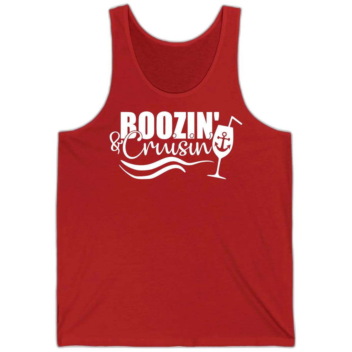 Boozin' & Cruising Nautical Design Tank in Red