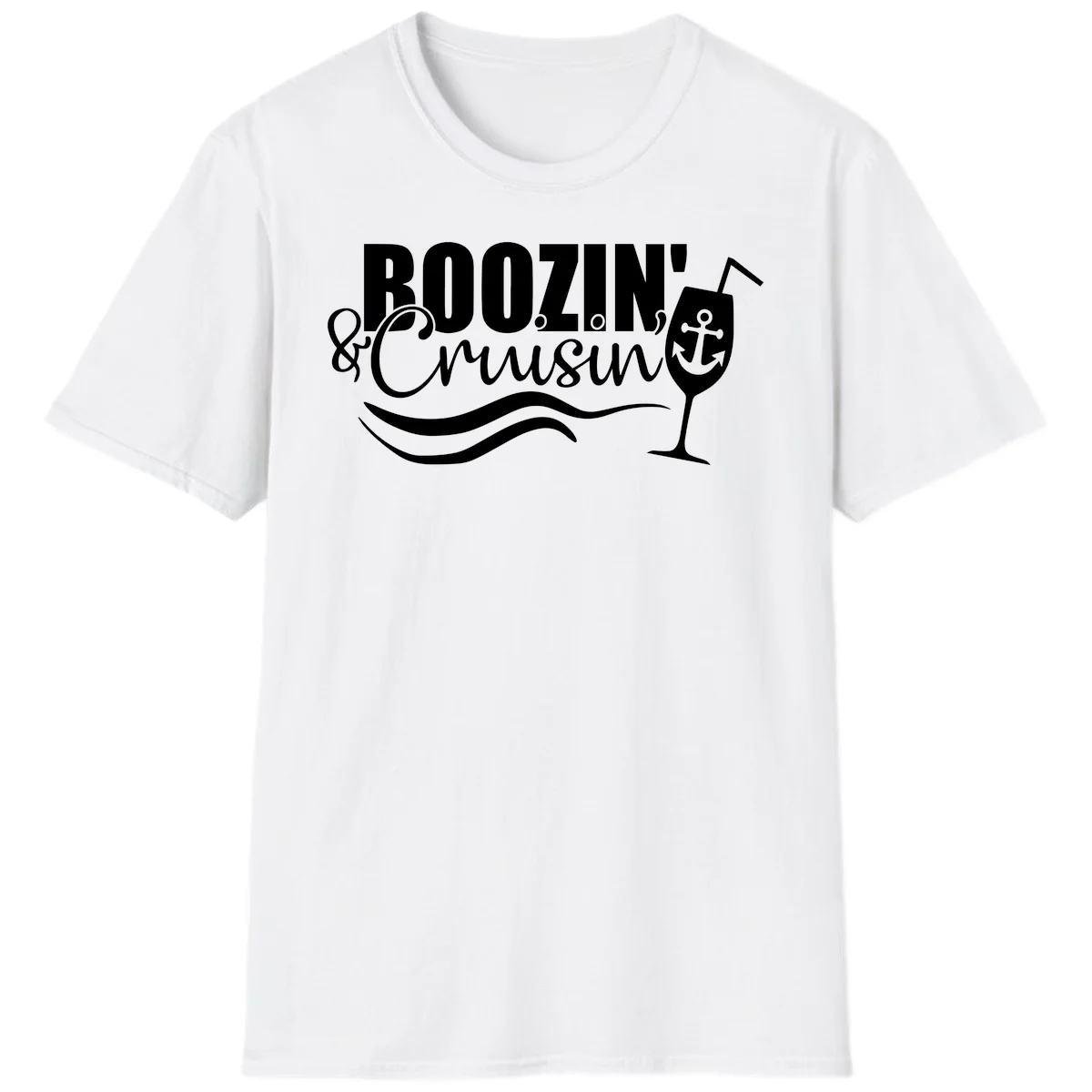 Boozin' & Cruising Nautical Design T-Shirt in White