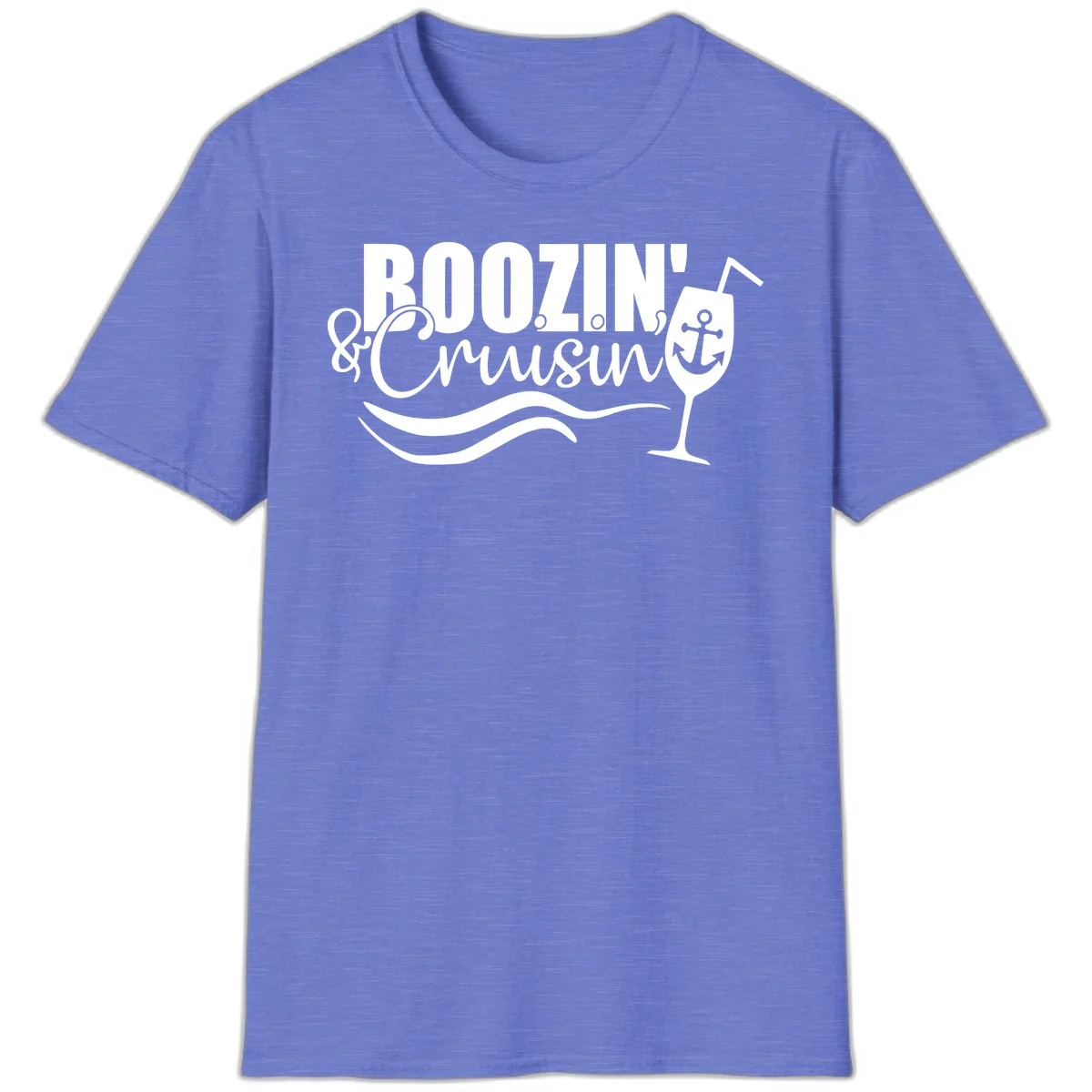 Boozin' & Cruising Nautical Design T-Shirt in Heather Royal