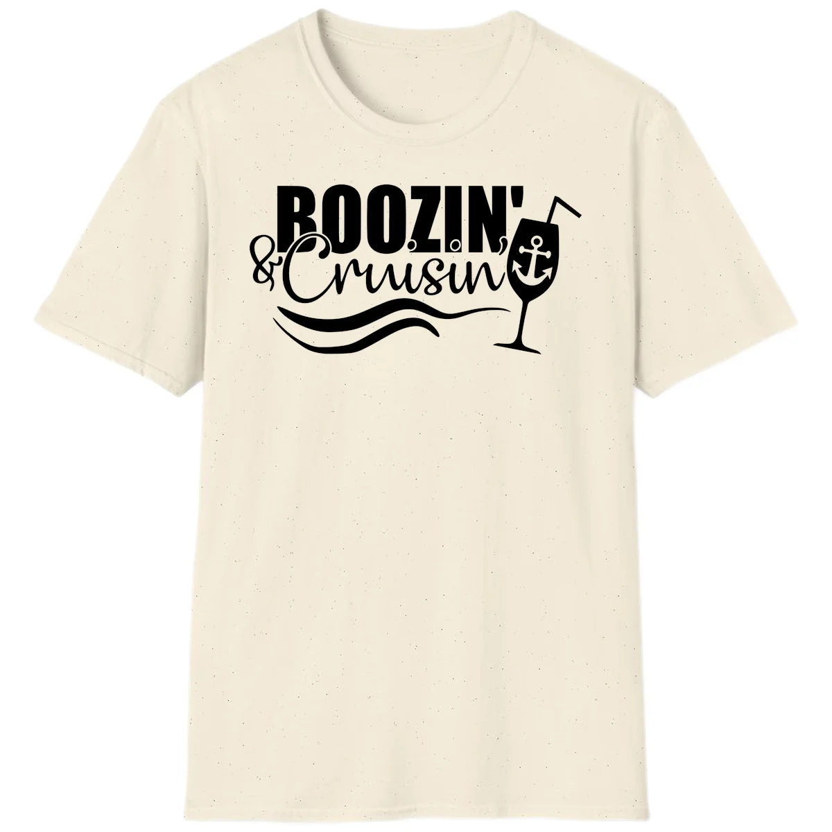 Boozin' & Cruising Nautical Design T-Shirt in Natural
