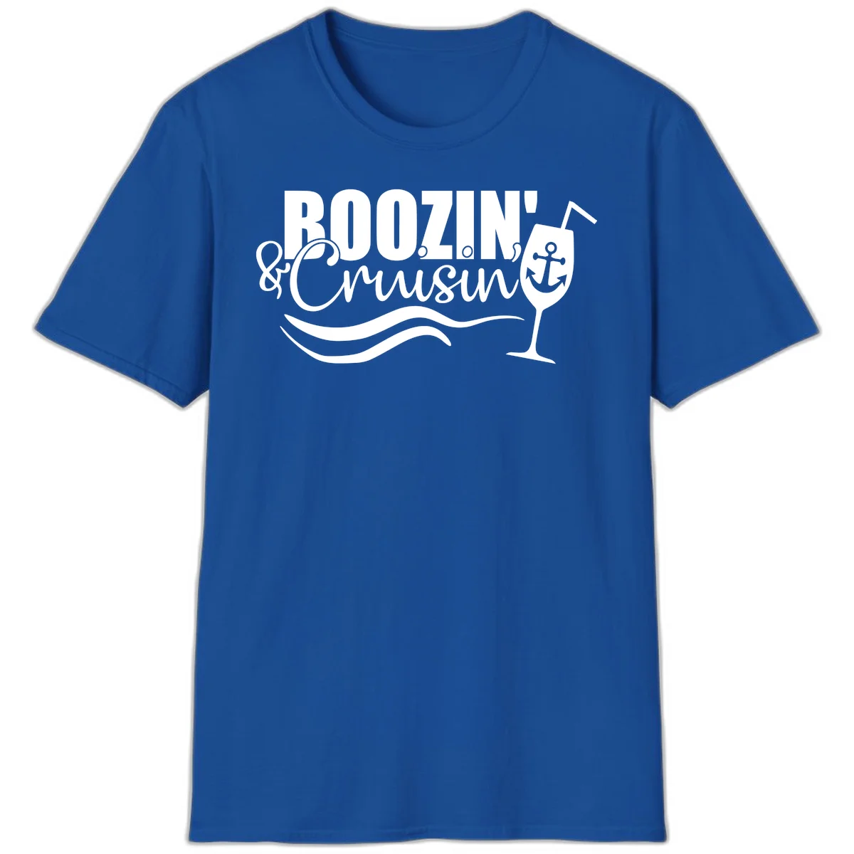 Boozin' & Cruising Nautical Design T-Shirt in Royal