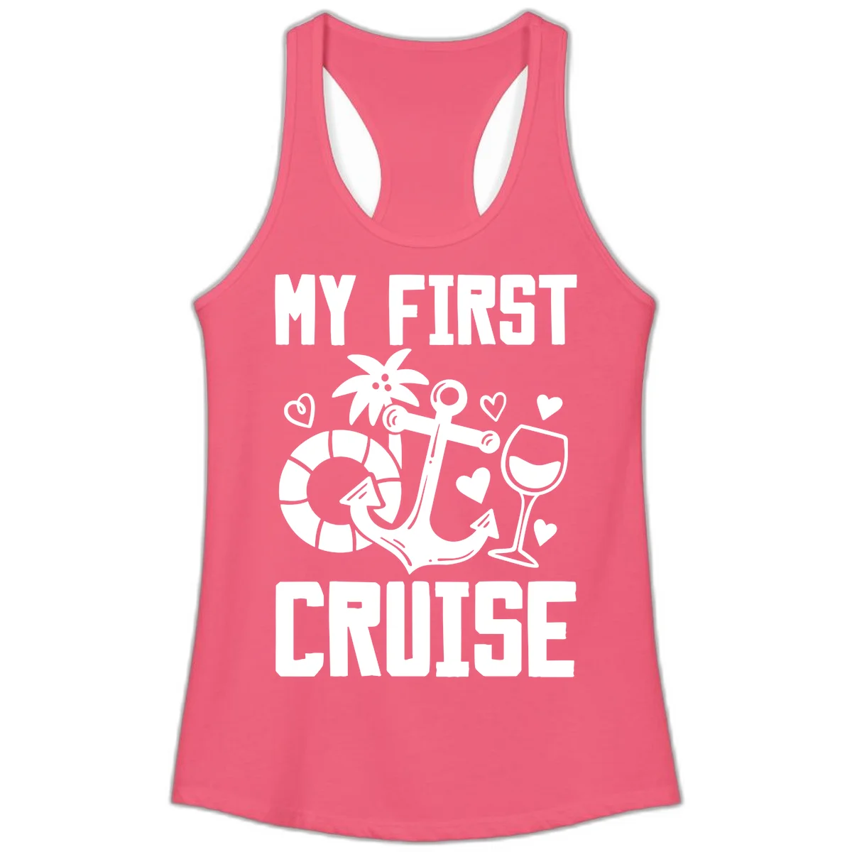 My First Cruise Ladies Tank in Hot Pink