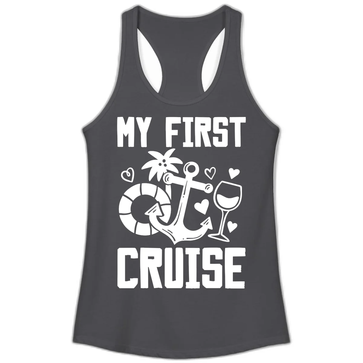 My First Cruise Ladies Tank in Solid Dark Gray