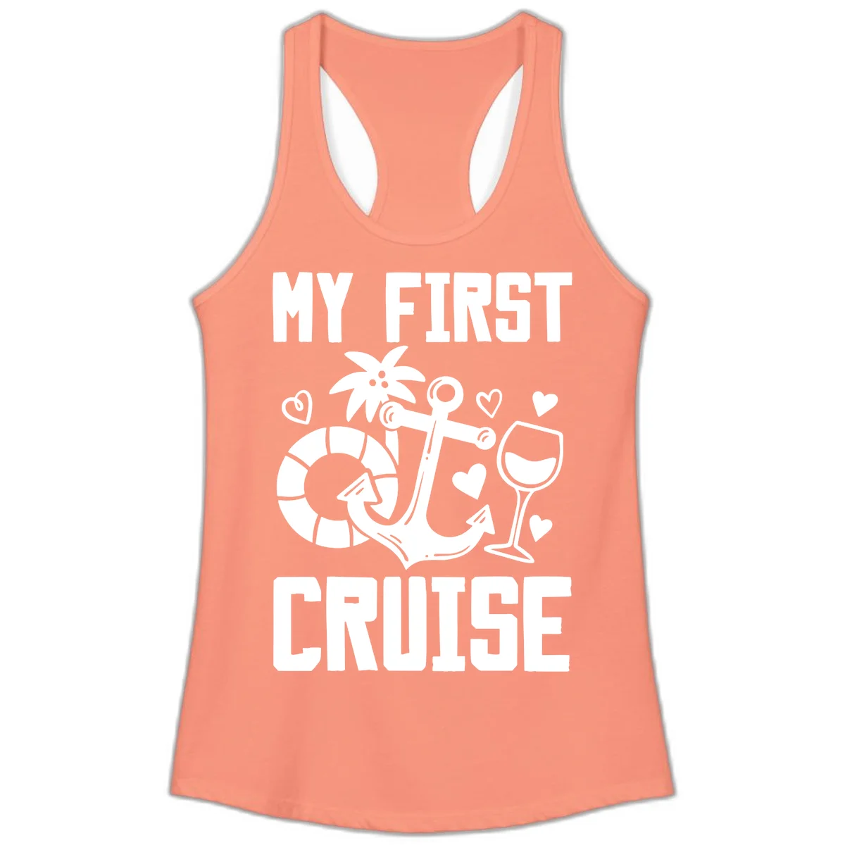 My First Cruise Ladies Tank in Solid Light Orange