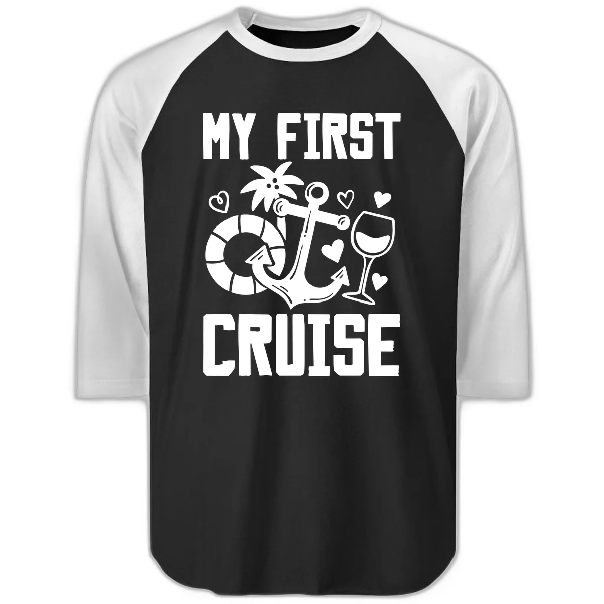 My First Cruise Raglan 3/4 Sleeve in Black White