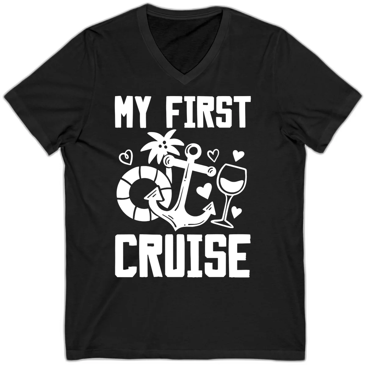My First Cruise V-Neck T-Shirt in Black