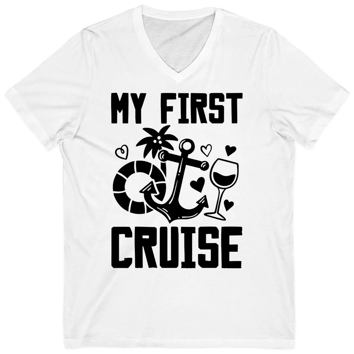 My First Cruise V-Neck T-Shirt in White
