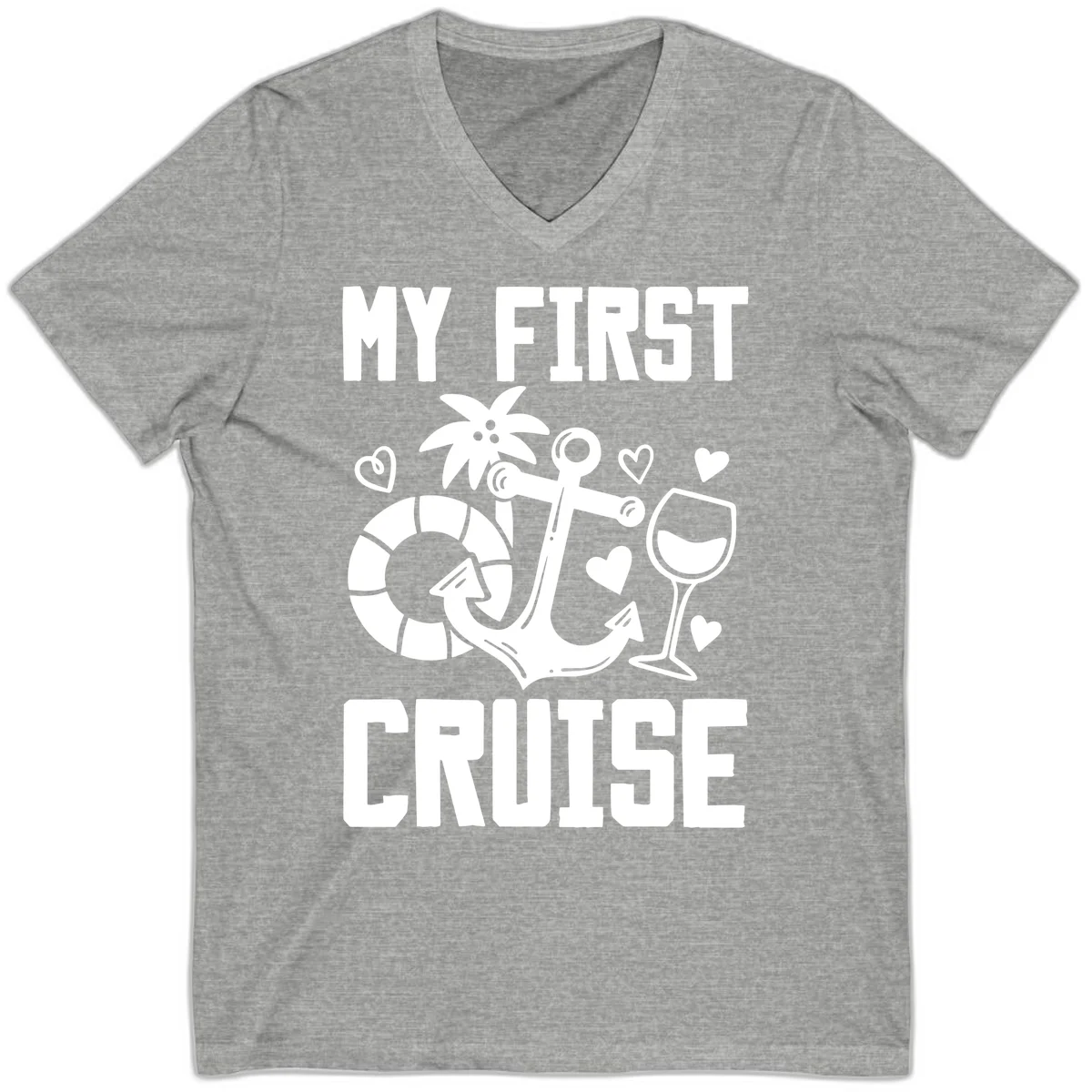 My First Cruise V-Neck T-Shirt in Athletic Heather