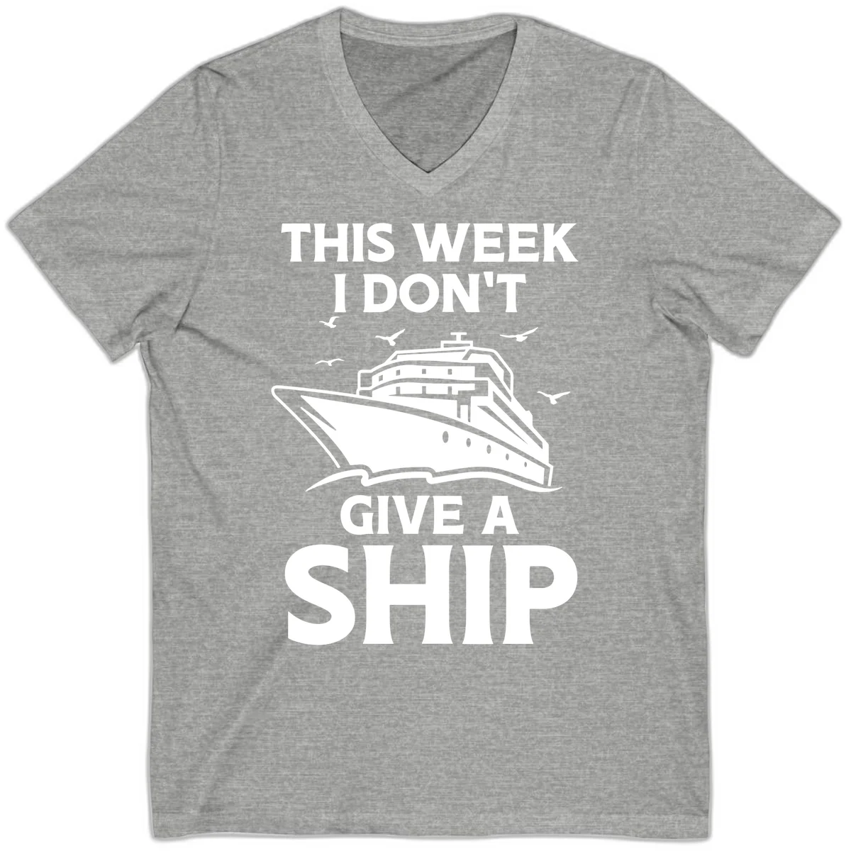 This Week I Don't Give A Ship V-Neck Tee in Athletic Heather