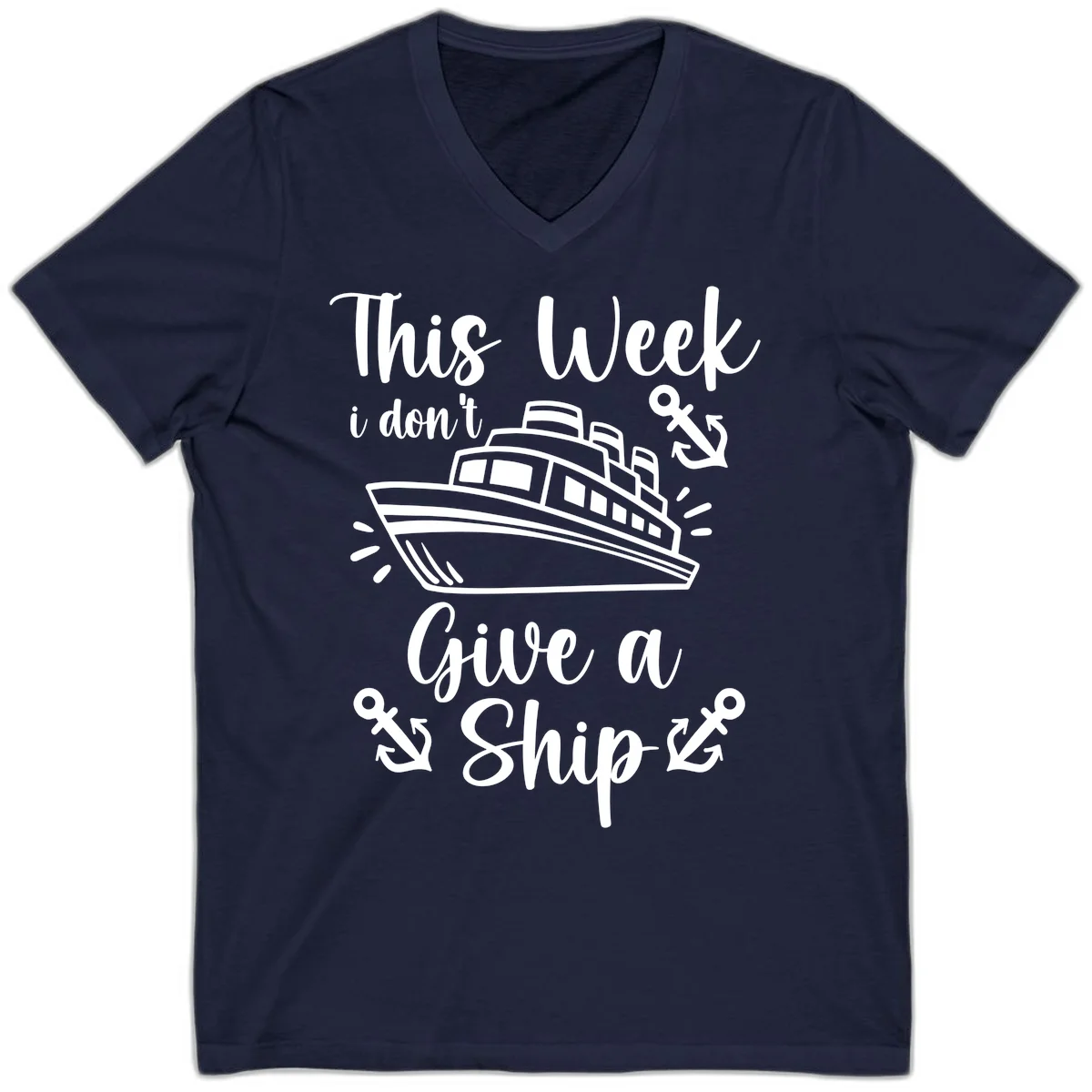 This Week I Don't Give A Ship V-Neck in Navy