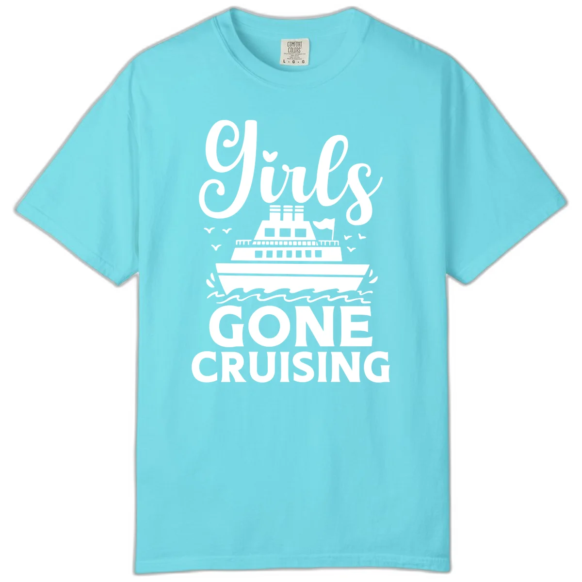 Ship All Gone Cruising Comfort Color Tee in Lagoon Blue