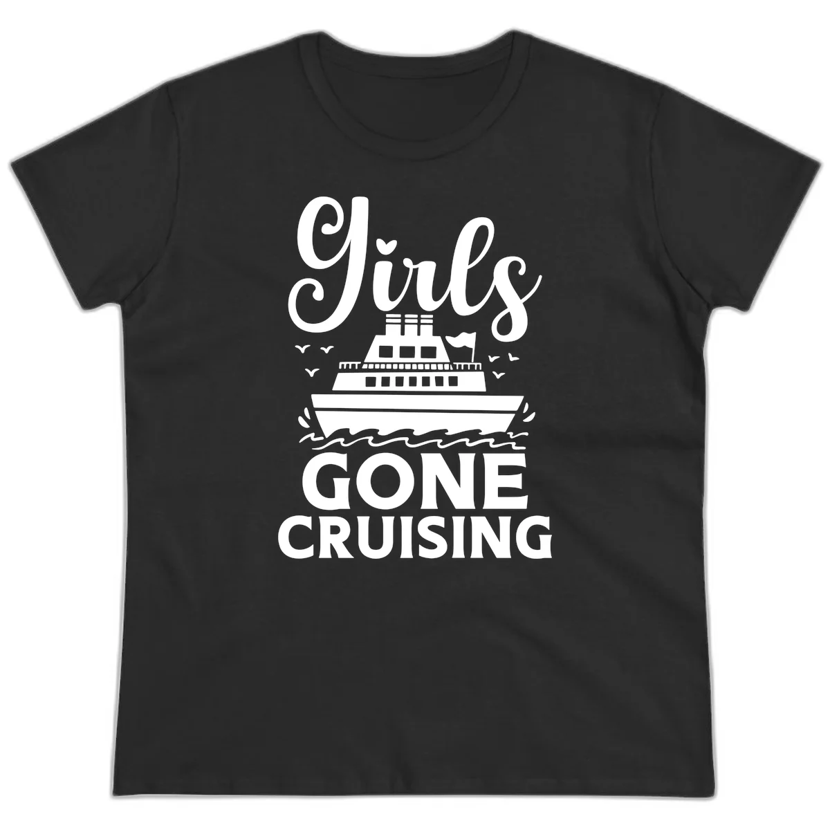 Ship All Gone Cruising Ladies Tee in Black