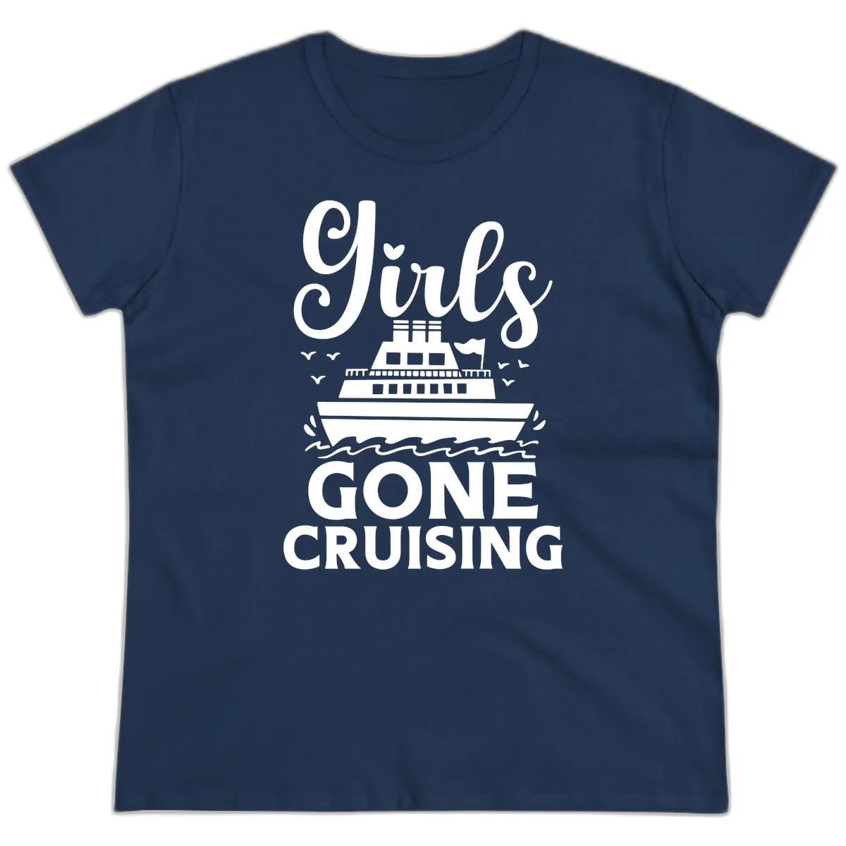 Ship All Gone Cruising Ladies Tee in Navy