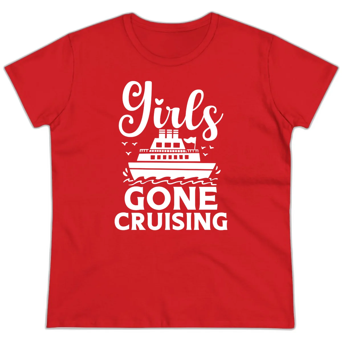 Ship All Gone Cruising Ladies Tee in Red