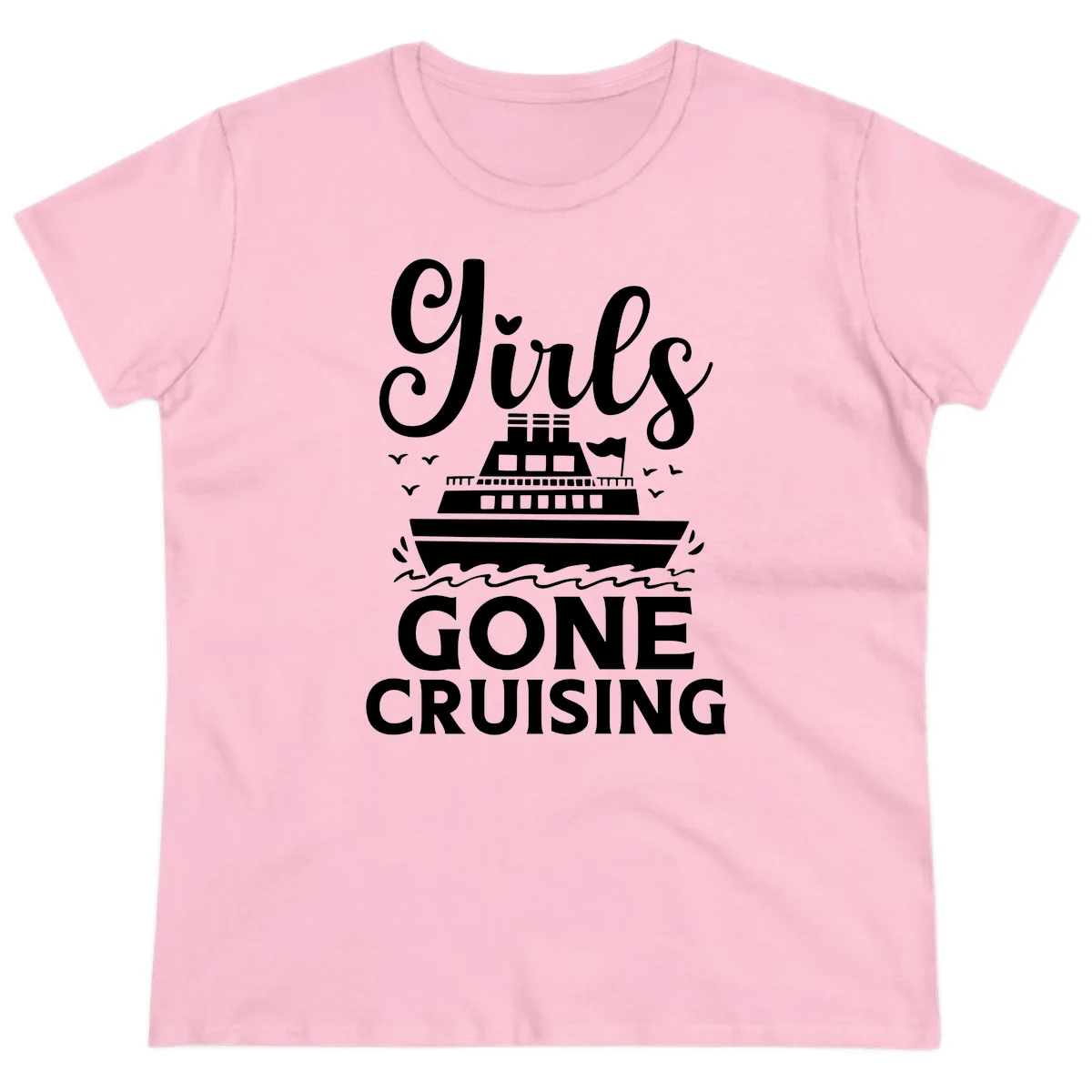 Ship All Gone Cruising Ladies Tee in Light Pink
