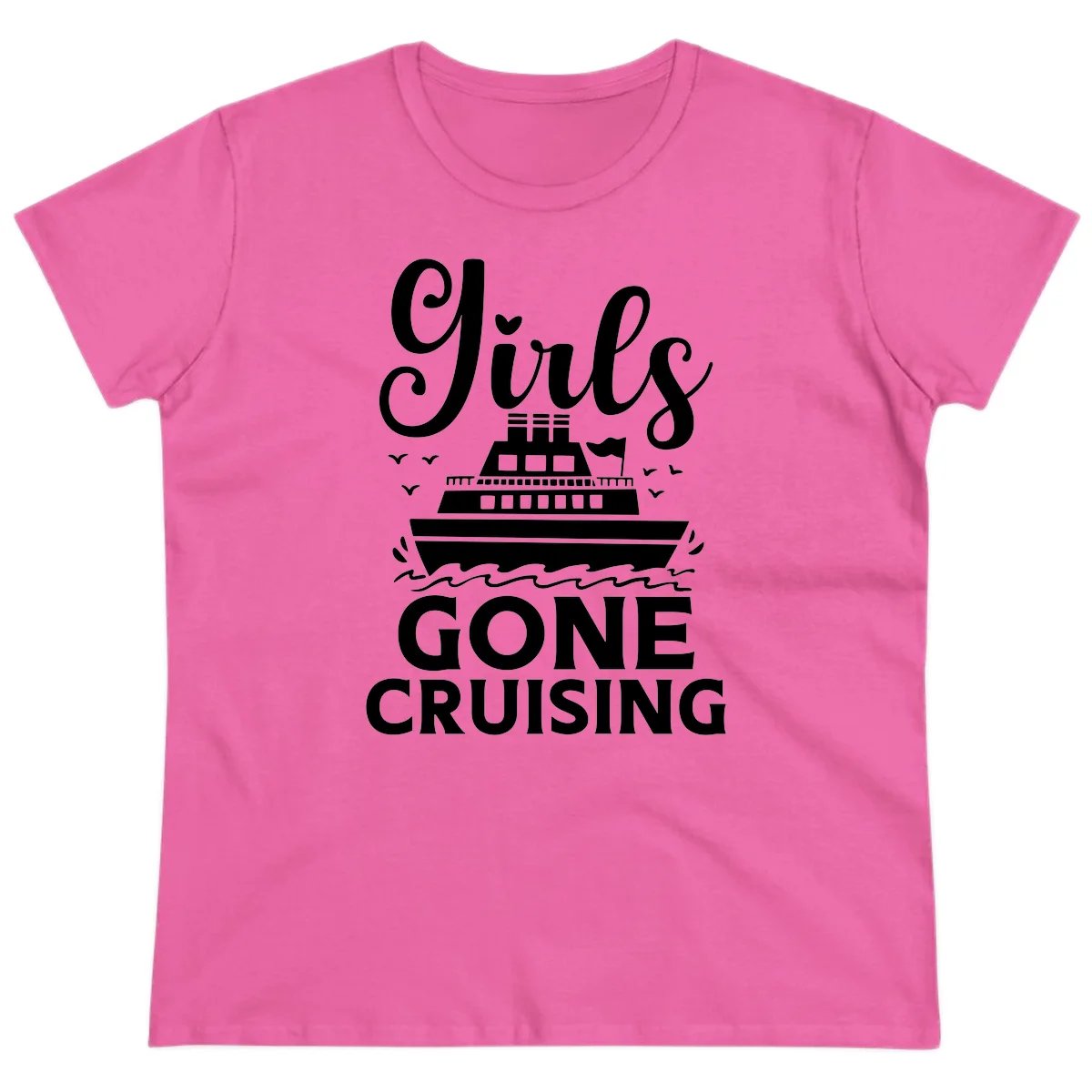 Ship All Gone Cruising Ladies Tee in Azalea