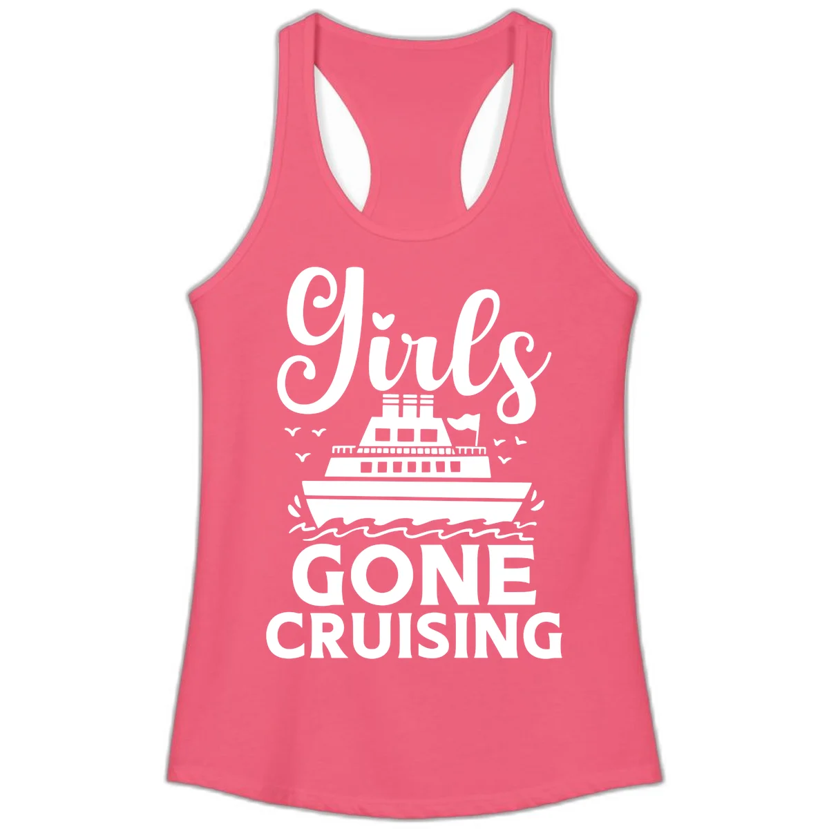Ship All Gone Cruising Ladies Tank in Hot Pink