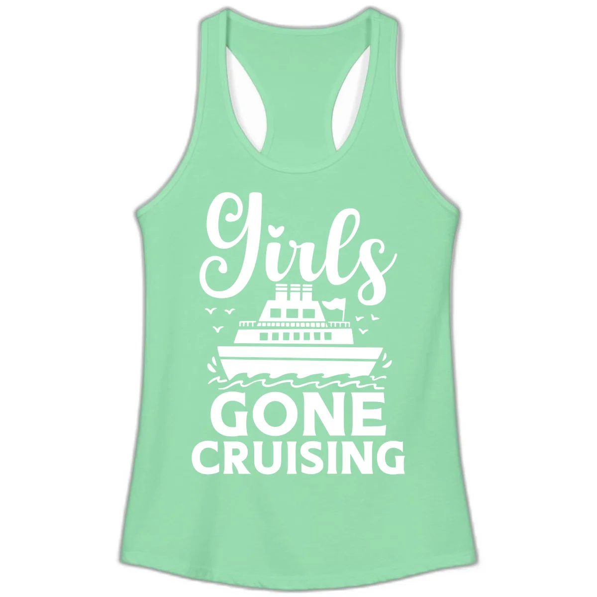 Ship All Gone Cruising Ladies Tank in Solid Mint